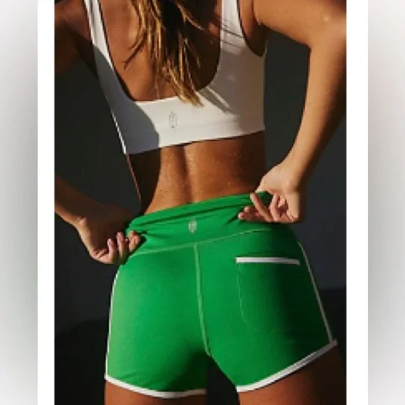 FP Movement small green Women's Shorts with White Trim - Picture 1 of 5